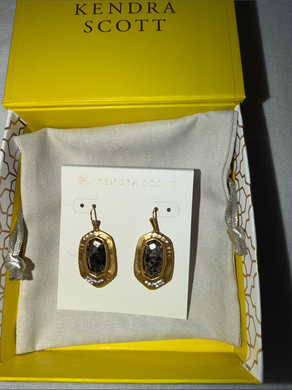 Kendra Scott Gold and Black Faceted Drop Earrings